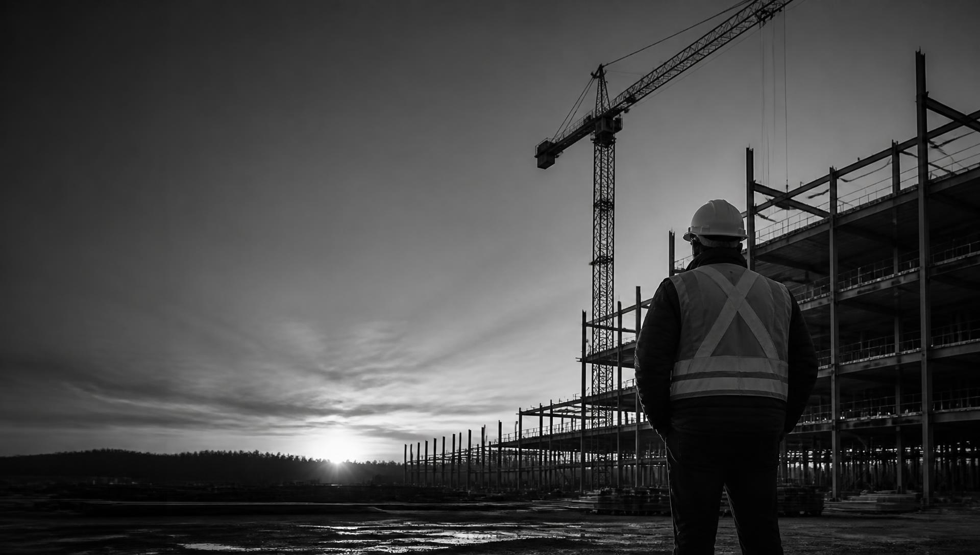 Chantier de construction québécois avec un gestionnaire de chantier
